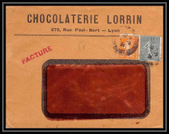 9338 Entete Chocolaterie Lorrin Lyon 1924 N°130 Semeuse 15c + 158 France Lettre Cover - 1921-1960: Période Moderne