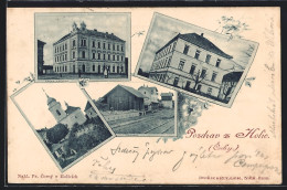AK Holice, Bahnhof, Kostel, Skola Divci  - Tchéquie