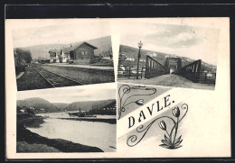 AK Davle, Bahnhof, Panorama  - Tchéquie