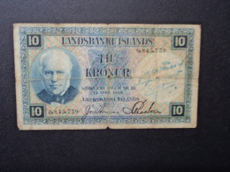 ISLANDE * : 10  KRÓNUR   L.15.4.1928    P 28a   Signature 2      B à B+ - Islande