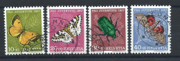 Suisse N°598/601 Obl (FU) 1957 - Insectes Et Papillons - Gebruikt