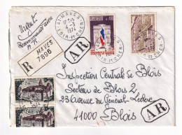 Lettre 1974 Recommandée Maves Loir Et Cher Pour Blois Château De Bazoches Du Morvand Arc De Triomphe Musée Postal - Briefe U. Dokumente