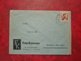 Lettre / Carte   1948 ST WENDEL ENTETE FRITZ KAMMER TIMBRE SAAR 20/9/48 DERNIER JOUR - Altri & Non Classificati