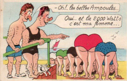 4V5Hy  Illustrateur Humour Plage Femmes Fesses En L'air Les Belles Ampoules - Contemporánea (desde 1950)