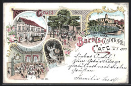 Lithographie Giebichenstein, Barth`s Café, Restaurant Zimmer, Denkmal Und Burg  - Other & Unclassified