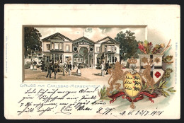 Passepartout-Lithographie Bad Mergentheim, Gasthaus Carlsbad, Wappen  - Autres & Non Classés