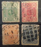 FINLAND FINLANDE 1885 Administration Russe, 4 Timbres Yvert 21 / 24 , O  ,TB - Usati
