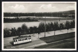 AK Erfurt, Stadion Mit Strassenbahn  - Tram