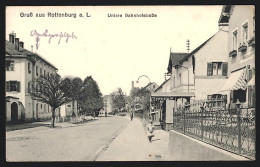 AK Rottenburg A. L., Untere Bahnhofstrasse Mit Passanten  - Autres & Non Classés