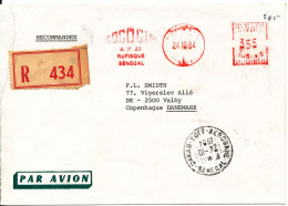 Senegal Registered Cover With Red Meter Cancel Sent Air Mail To Denmark Dakar 24-10-1984 - Senegal (1960-...)