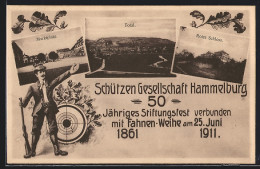 AK Hammelburg, 50 Jähr. Stiftungsfest Der Schützengesellschaft 1911, Ortsansichten & Schütze  - Hammelburg