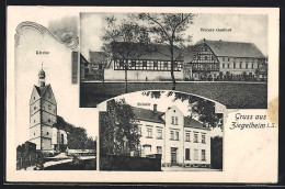 AK Ziegelheim, Weber`s Gasthof, Schule, Kirche  - Autres & Non Classés