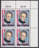 1990 , Mi 1993 ** (1) - 4 Er Block Postfrisch - 200. Geburtstag Von Ferdinand Raimund - Unused Stamps