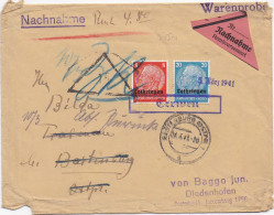 37370# LOTHRINGEN LETTRE NACHNAHME CONTRE REMBOURSEMENT Obl TERWEN 5 Mars 1941 TERVILLE MOSELLE THIONVILLE BAITENBERG - Brieven En Documenten