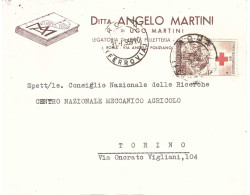 1959 L.25 INDIPENDENZA BUSTA ANGELO MARTINI LEGATORIA LIBRI ROMA - 1946-60: Marcophilia