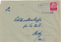 37378# HINDENBURG LOTHRINGEN LETTRE Obl WOLMERINGEN 31 Aout 1941 VOLMERANGE LES MINES MOSELLE METZ - Lettres & Documents