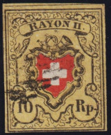 CH Rayon II Gelb SBK#16II Stein E Ro Typ 22 Gepr. Kimmel - 1843-1852 Federale & Kantonnale Postzegels