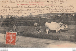 V7-82) VERDUN SUR GARONNE (TARN ET GARONNE) VUE GENERALE DE  OUEST - ( ANIMEE - SCENE DE LABOURAGE AVEC BOEUFS ) - Verdun Sur Garonne