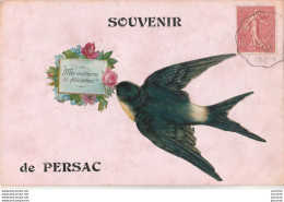 V9-86) PERSAC - SOUVENIR  + AJOUT  DECOUPI HIRONDELLE - MES MEILLEURS FELICITATIONS  - ( 2 SCANS )  - Other & Unclassified