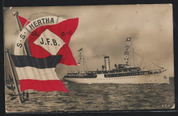 AK Passagierschiff S.S. Hertha Auf See, Fahne  - Steamers