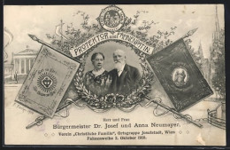 AK Wien, Josefstadt, Bürgermeister Dr. Josef Und Anna Neumayer Fahnenweihe 1910  - Autres & Non Classés