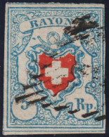 CH Rayon I Hellblau SBK#17II Stein C2 Lu Typ 14 Gepr. Kimmel - 1843-1852 Federal & Cantonal Stamps