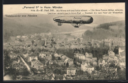 AK Münden, Zeppelin Parseval 5 über Dem Ort  - Zeppeline