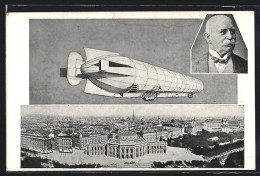 AK Wien, Graf Zeppelin Mit Seinem Lenkbaren Luftschiff In Der Stadt  - Dirigibili