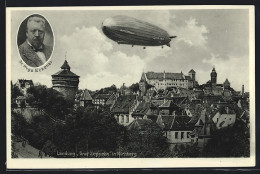 AK Nürnberg, Luftschiff Graf Zeppelin A. 10. Mai 1931 B. D. Landung Auf Dem Neuen Flugplatz, Portrait Dr. Hugo Eckener  - Dirigibili