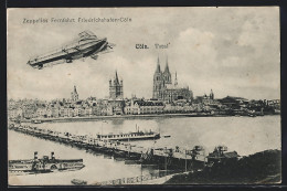 AK Köln A. Rhein, Zeppelins Fernfahrt Von Friedrichshafen Nach Köln  - Dirigibili