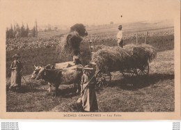 V28- SCENES CHAMPETRES - LES  FOINS - (EDITEUR BOURGEOIS  à CHALON SUR SAONE  - ATTELAGE BOEUFS - 2 SCANS - Cultivation