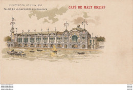 75) PUBLICITE CAFE DE MALT KNEIPP - EXPOSITION UNIVERSELLE PARIS 1900 - PALAIS DE LA NAVIGATION DE COMMERCE  - (2 SCANS) - Pubblicitari