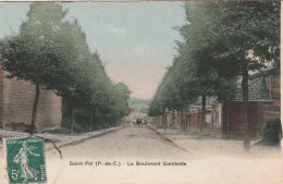 St. POL Sur TERNOISE : Le Boulevard Gambetta ( Carte Colorisée.) - Saint Pol Sur Ternoise