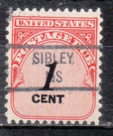 USA Precancel Vorausentwertungen Preo Locals Mississippi, Sibley 841 - Preobliterati