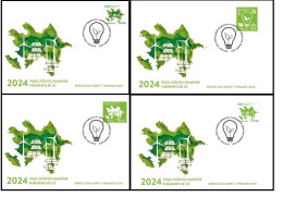 Azerbaijan Stamps 2024 Year Of Solidarity For A Green World 4 Different FDCs - Azerbaïjan