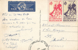 Sénégal Cachet Militaire Base Aérienne De Thies 1947 + Timbre Timbres Afrique Occidentale Française Carte Dakar - Brieven En Documenten