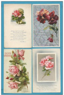 LOT 4 CPA Dont Deux Gaufrées Embosseds Fleurs Roses Pensées Illustrateur Catharina KLEIN - Klein, Catharina
