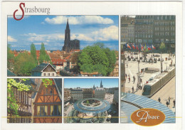 Strasbourg - La Place Kléber Et Le Tram, Cathédrale ND, Maisons Typiques- (TRAM/STRAßENBAHN/TRAMWAY ) - (Alsace, France) - Voitures De Tourisme