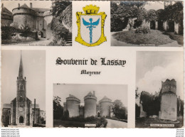 53) LASSAY (MAYENNE) SOUVENIR - MULTIVUES  -  BLASON  - ( OBLITERATION DE 1955 - 2 SCANS ) - Lassay Les Chateaux