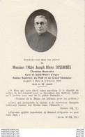 MEMENTO AVIS DE DECES  - AGEN - MONSIEUR L ' ABBE JOSEPH DESSORBES  - 3 FEVRIER 1959 - CURE - CHAMOINE - 2 SCANS - Obituary Notices