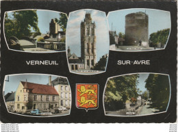 27) VERNEUIL SUR AVRE - LES PROMENADES - TOUR GRISE - VIEILLE MAISON - L'AVRE + BLASON  (OBLITERATION DE 1967 - 2 SCANS) - Verneuil-sur-Avre