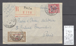 Maroc - Lettre - Bureau De TAZA - Tresor Et Postes - Recommandée  1922 - Lettres & Documents