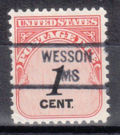 USA Precancel Vorausentwertungen Preo Locals Mississippi, Wesson 841 - Preobliterati