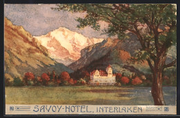 Künstler-AK Interlaken, Blick Zum Savoy-Hotel  - Interlaken