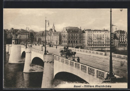 AK Basel, Mittlere Rheinbrücke Mit Häuserpanorama  - Bâle