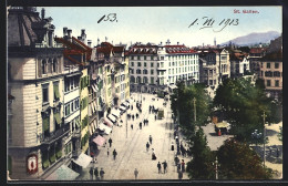 AK St. Gallen, Strassenpartie Mit Strassebahn Aus Der Vogelschau  - Saint-Gall