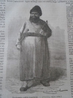 D2034501  P492   Turkmen Captain  - Bokhata Khorassan -Turkmenistan    -woodcut From A Hungarian Newspaper 1866 - Stiche & Gravuren