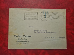 Lettre / Carte   1949  LETTRE SAARBRUCKEN     FLAMME SPARE BEI DER POSTSPARKASSE DES SAARLANDES ENTETE PETER FABER GROSH - Altri & Non Classificati