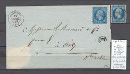 France - Lettre - 1858 - Yvert 14e - Bleu Sur Lilas - SIGNE CALVES - Martigues - Port De Bouc - 1849-1876: Période Classique