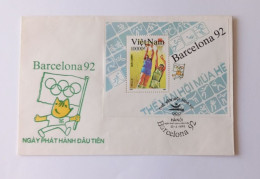 FDC Barcelone 1992 Avec Le BF72 Viêtnam Basket - Summer 1992: Barcelona